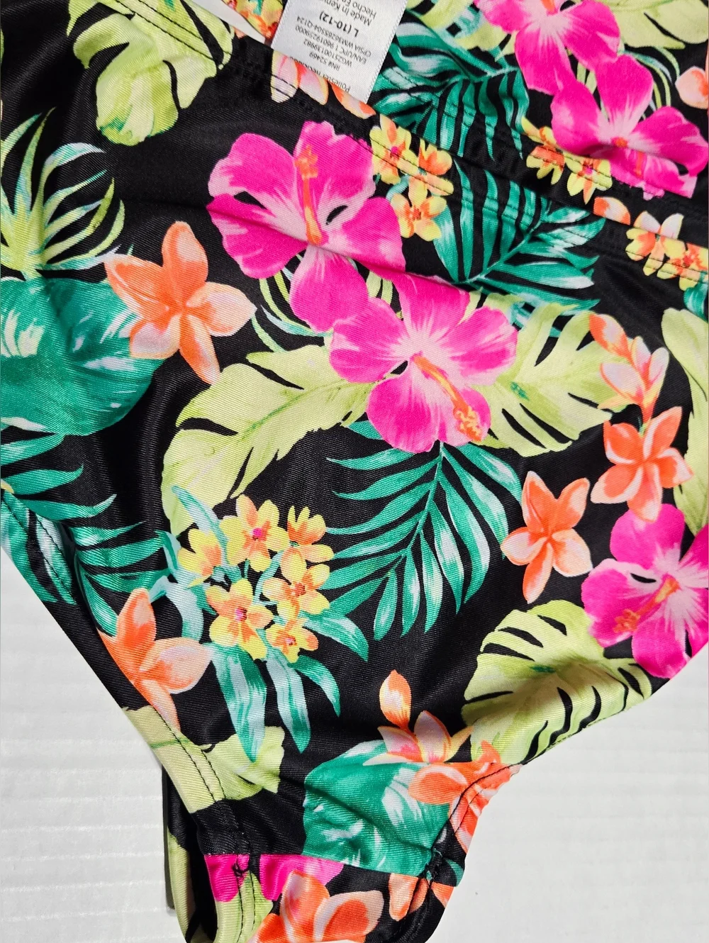 Girls Wonder Nation Tropical Tankini Swimsuit 2PC Floral Black Pink Size L 10-12